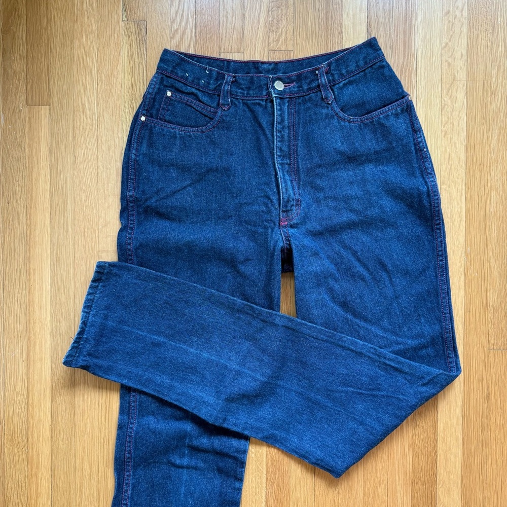 Brittania vintage jeans with pink stitching